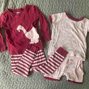 2T Pink Dino Dinosaur Unisex Mix and Match Pajamas